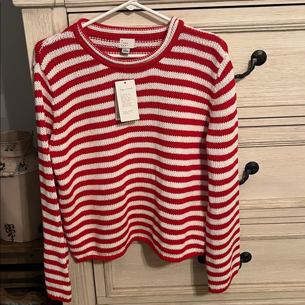 Red and White Striped Sweater